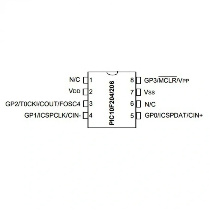 PIC10F222T I/OT SMD SOT-23 8-Bit 8MHz Mikrodenetleyici