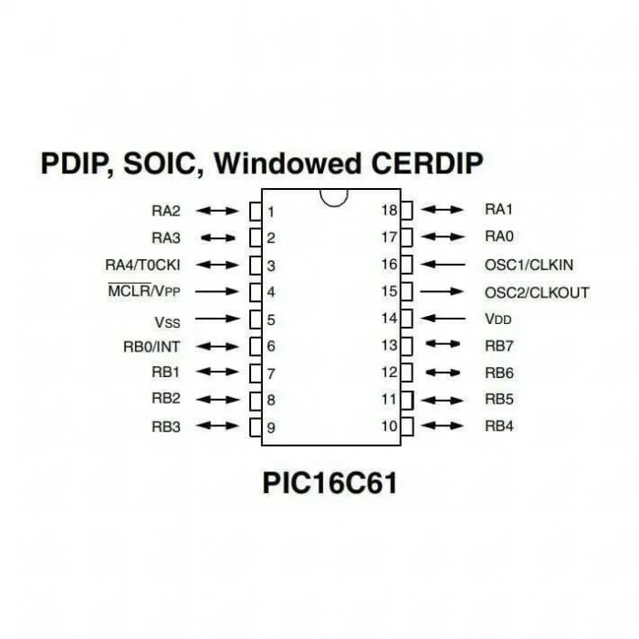 PIC16C61-04/P DIP-18 4MHz Mikrodenetleyici