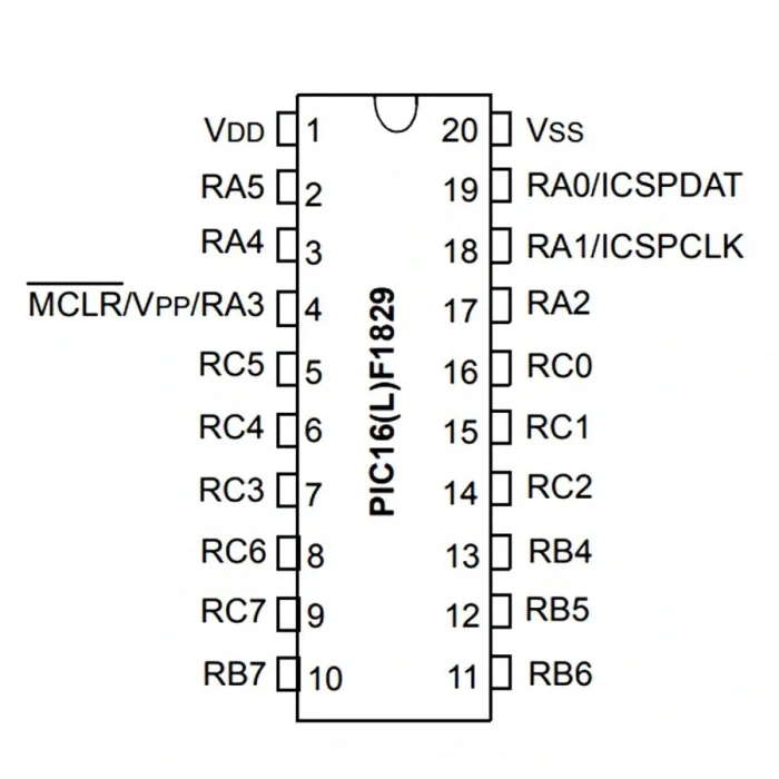 PIC16F1829 I/SO SMD SOIC-20 8-Bit 32 MHz Mikrodenetleyici