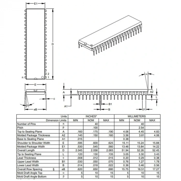 PIC16F1939-I/P PDIP-40 8-Bit 32MHz Mikrodenetleyici