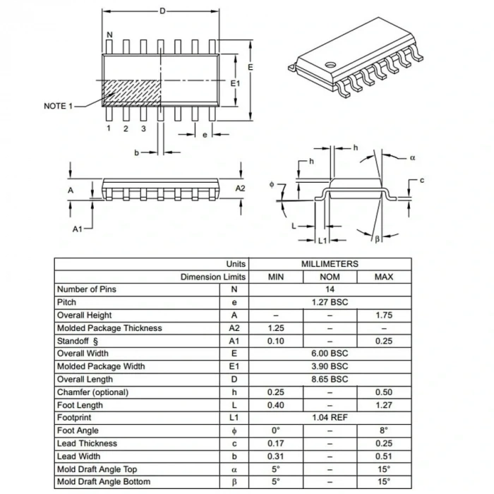 PIC16F616 I/SL SMD SOIC-14 8-Bit 20 MHz Mikrodenetleyici
