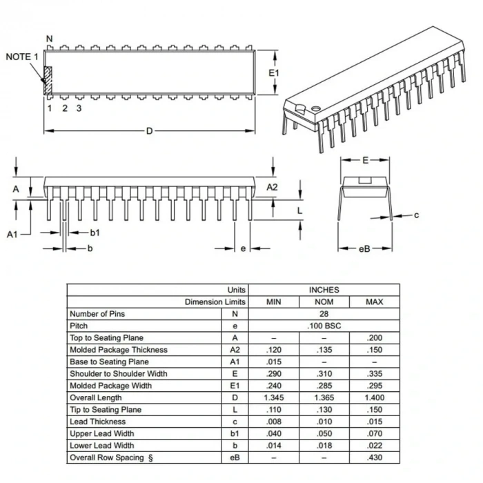 PIC16F870 I/SP SPDIP-28 8-Bit 20 MHz Mikrodenetleyici