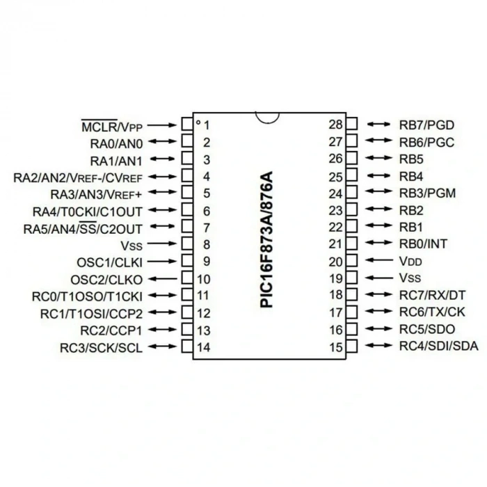 PIC16F876 04/SP SPDIP-28 8-Bit 4 MHz Mikrodenetleyici