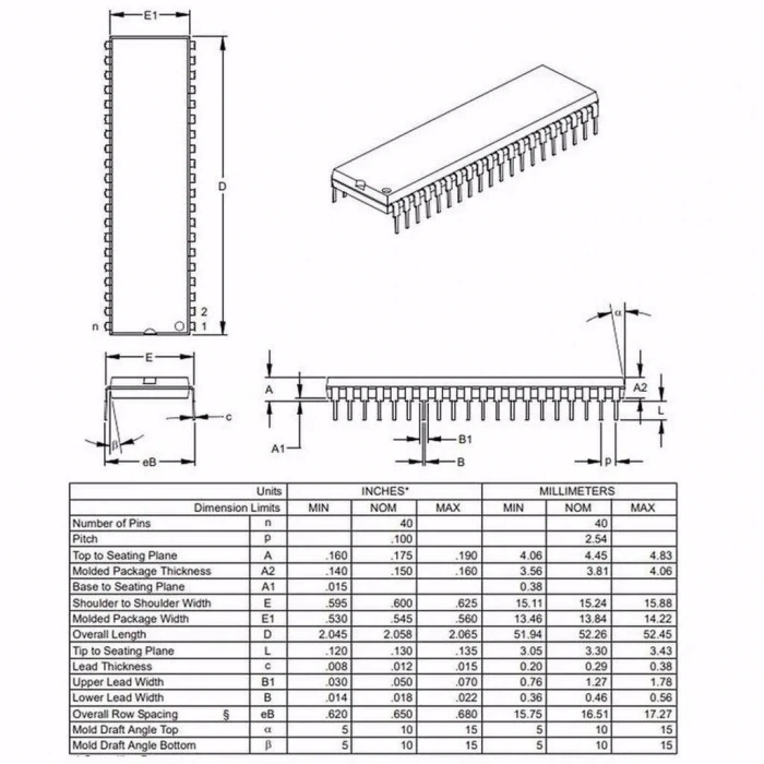PIC16F877A-I/P DIP40 8-Bit 20 MHz Mikrodenetleyici