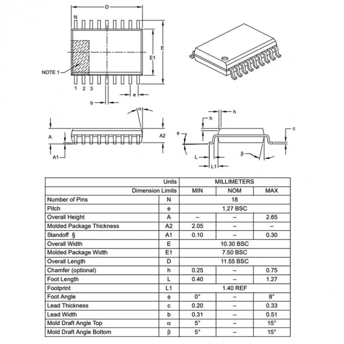 PIC16F88 I/SO SOIC-18 8-Bit 20MHz Mikrodenetleyici