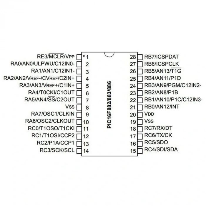 PIC16F883-I/SP SPDIP-28 8-Bit 20 MHz Mikrodenetleyici
