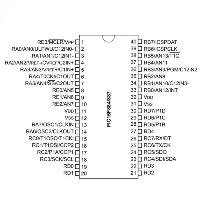 PIC16F887-I/P PDIP-40 8-Bit 20MHz Mikrodenetleyici
