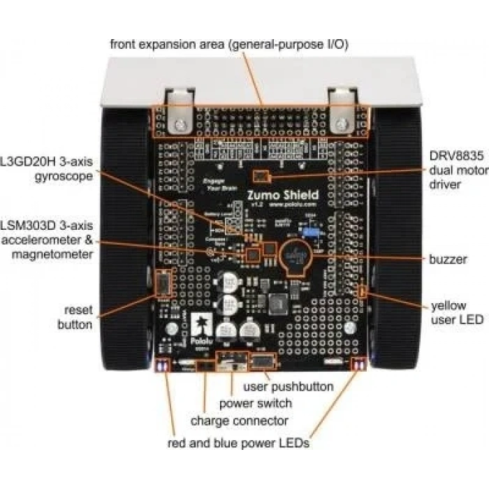 Pololu Zumo Robot Arduino Uyumlu v1.2 (75: 1 HP Motor)
