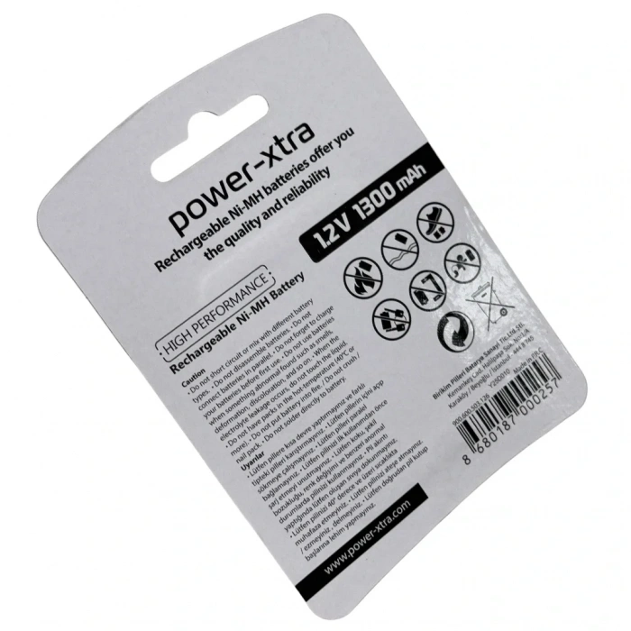 Power-Xtra AA 1300mAh 1.2V Ni-Mh Şarj Edilebilir Pil - 2li Blister