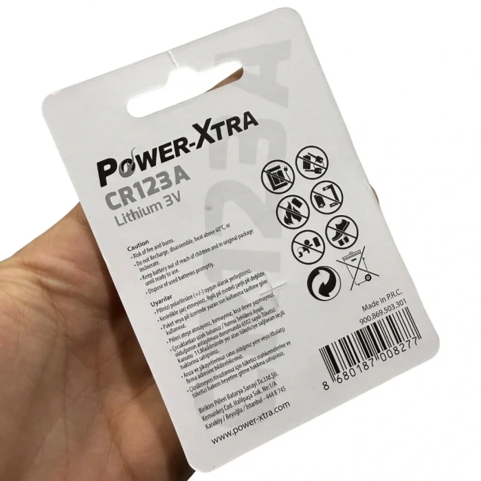 Power-Xtra CR123A Lithium Pil - Tekli Blister