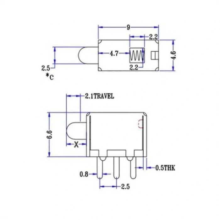 PS-12D33 3 Pinli Yaylı Buton