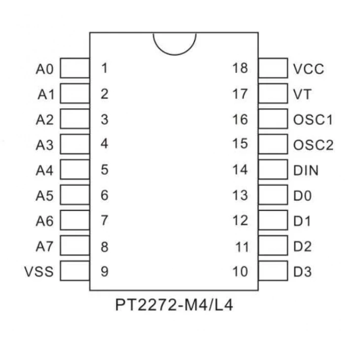 PT2272 L4 DIP-18 Decoder Entegresi