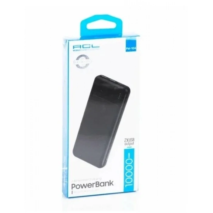 PW-104 2.4A LED Işıklı Type-C Mikro Girişli 2 x USB-A Çıkış 10.000mAh Powerbank