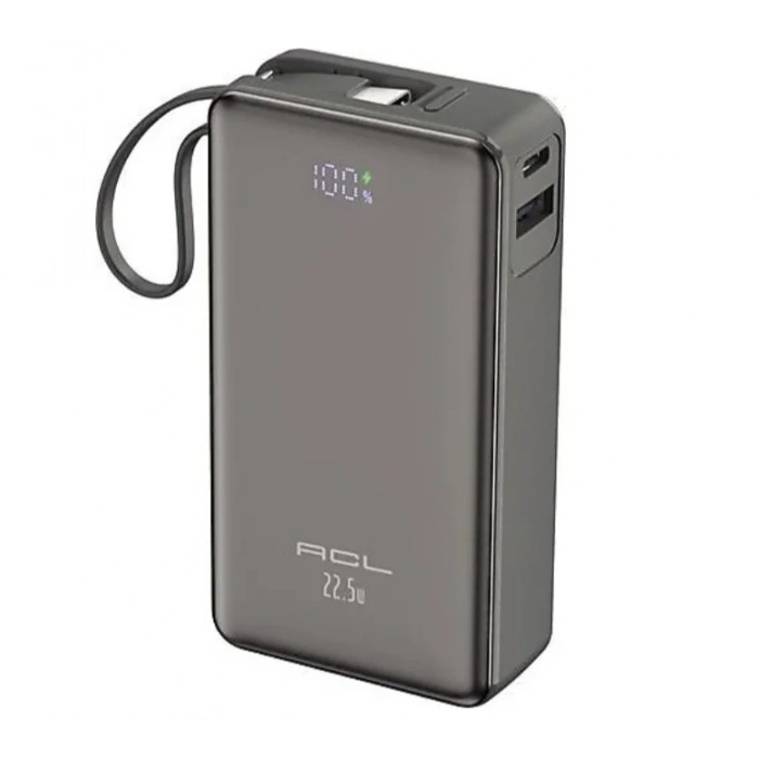 PW-109 22.5W Hızlı Şarjlı 10.000mAh Dahili USB-C Kablolu Powerbank