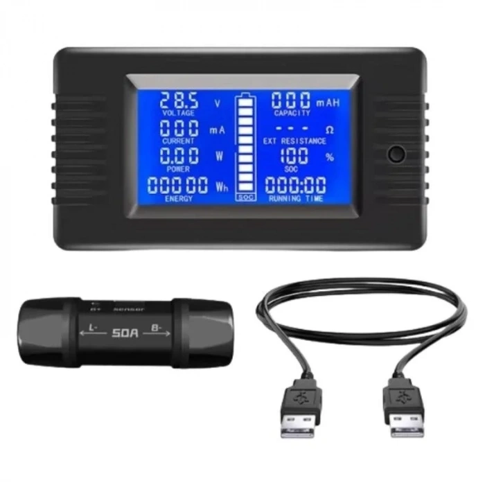 PZEM-015 8-120V 50A Voltmetre Ampermetre - Batarya Kapasite Yöneticisi