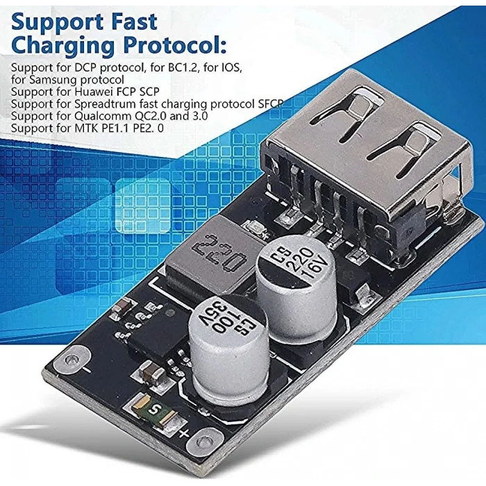 QC2 QC3 Hızlı Şarj Modülü Usb Soket Çıkışı 5V 3A