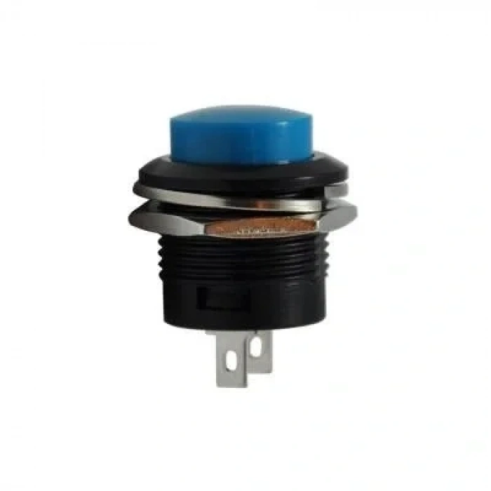 R13-507 16mm Yaylı Push Buton - Mavi