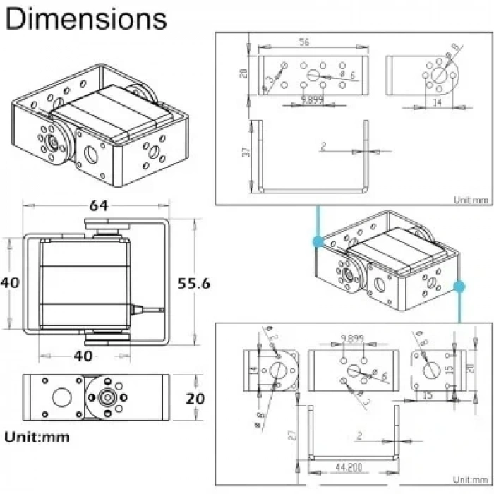 RDS3235 35KG Dijital Servo Motor 180° - U Servo Braket Dahil