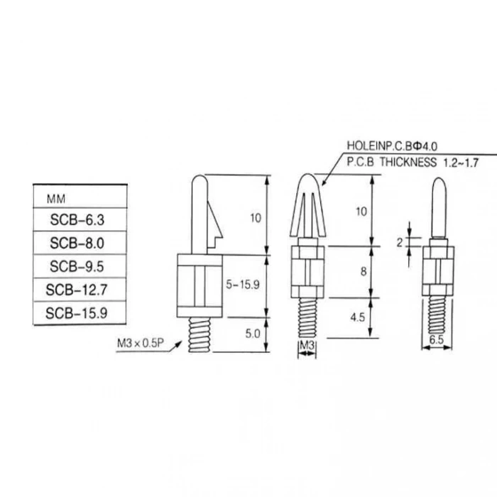 SCB-6.3 Plastik Tırnaklı Distans