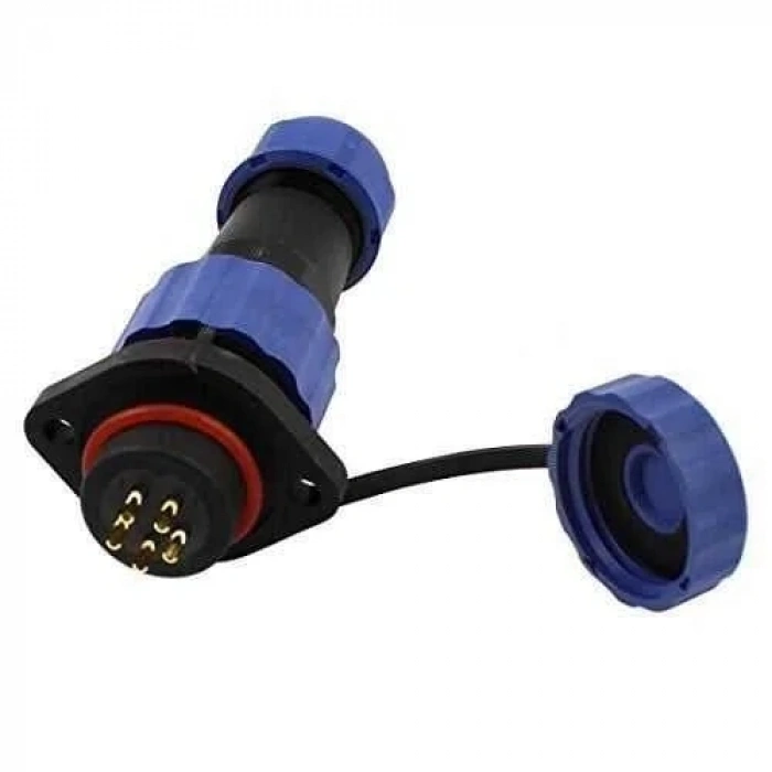 SD16 5 Pin 16mm Su Geçirmez Konnektör Takımı - Flanşlı Panel Tipi