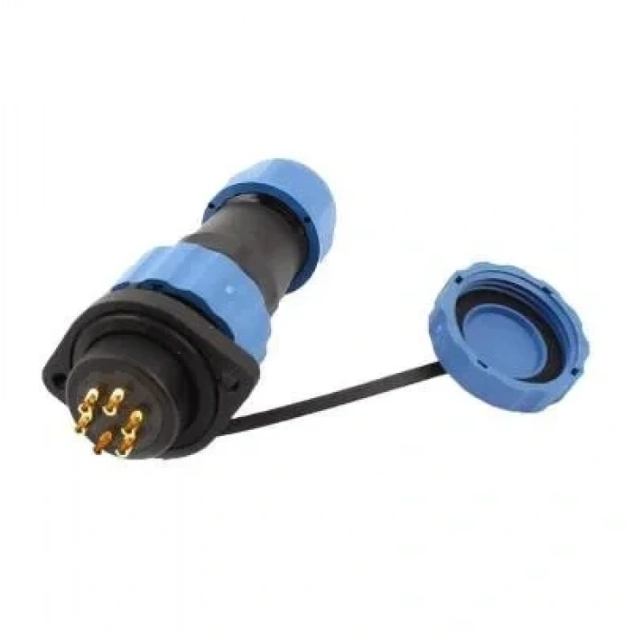 SD16 6 Pin 16mm Su Geçirmez Konnektör Takımı - Flanşlı Panel Tipi