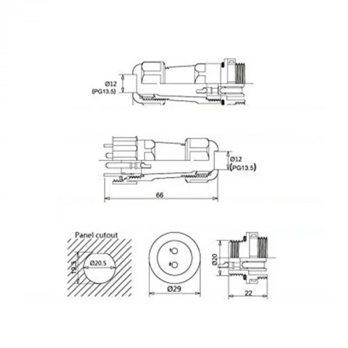 SD20 3 Pin 20mm Su Geçirmez Konnektör Takımı