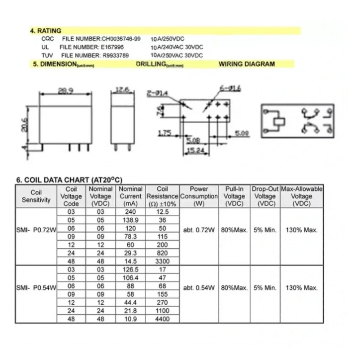 Songle SMI-05VDC-SL-2C 5A 5V 8 Pin Çift Kontak (HL3)