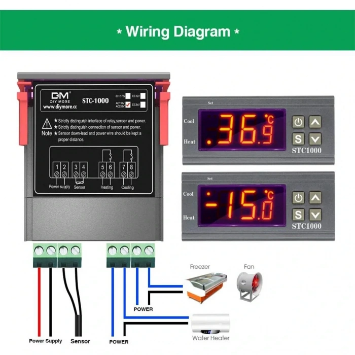 STC-1000 220V LCD Ekranlı Problu Termostat Dijital Sıcaklık Kontrol Cihazı