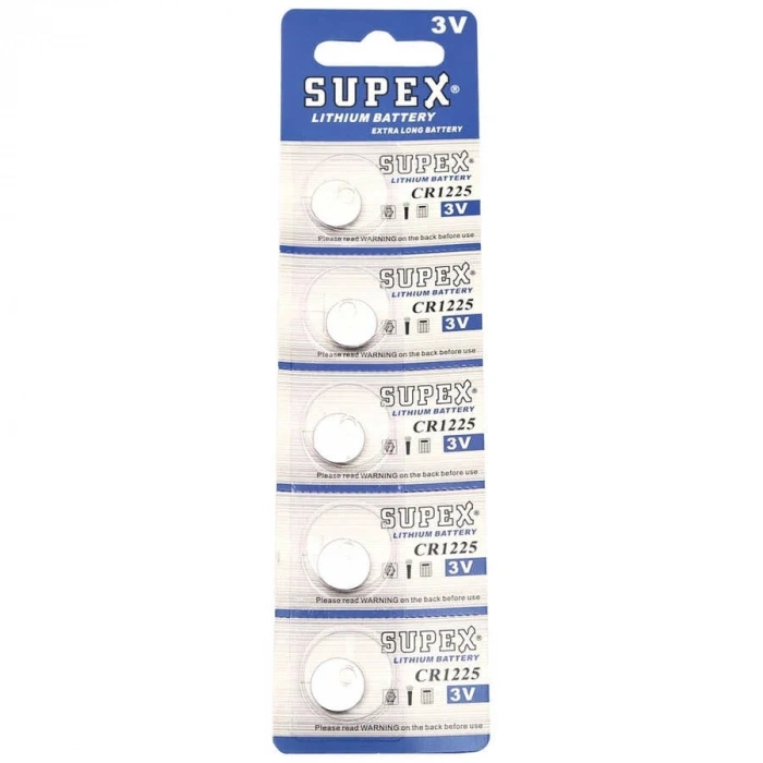 Supex CR1225 3V Lityum Düğme Pil - 5li Kart