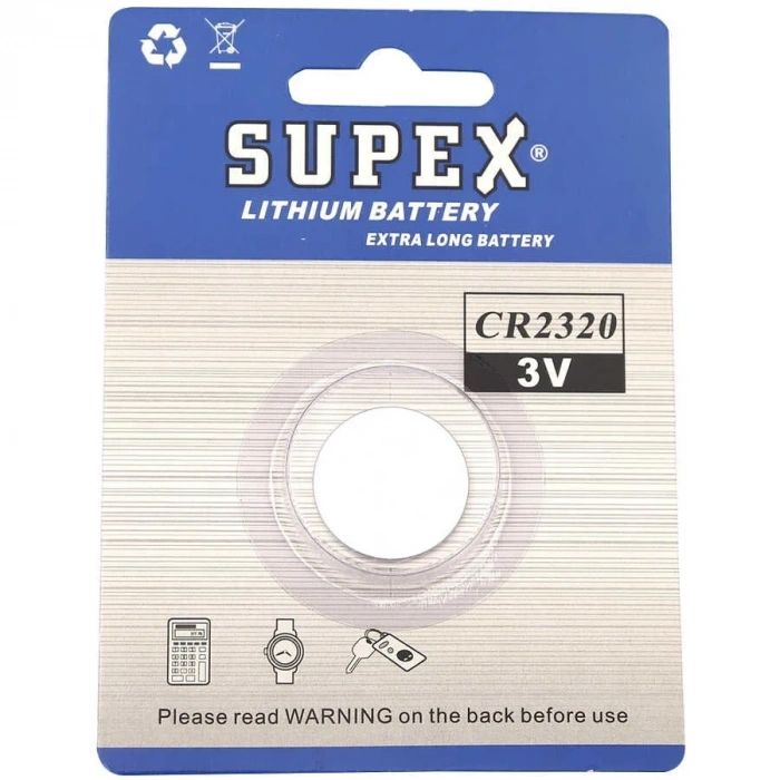 Supex CR2320 3V Lityum Düğme Pil Tekli Kart