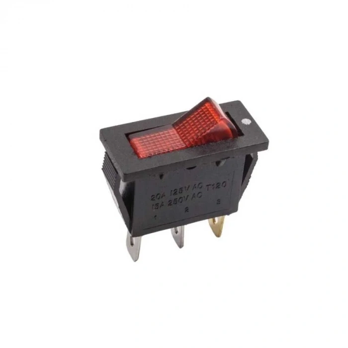 T120 Tekli Dar Işıklı On/Off Anahtar - Kırmızı
