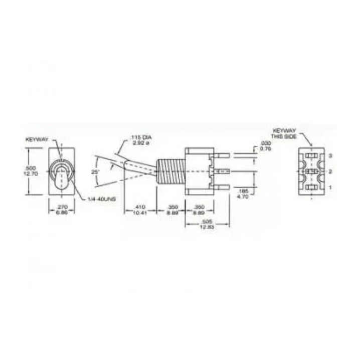T80-T ON-ON 3-Pin Yaylı Toggle Switch