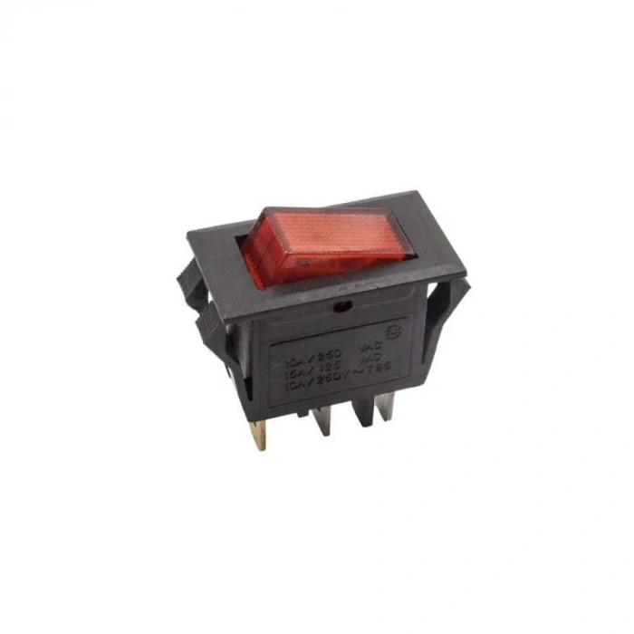 T85 Tekli Dar Işıklı On/Off Anahtar - Kırmızı