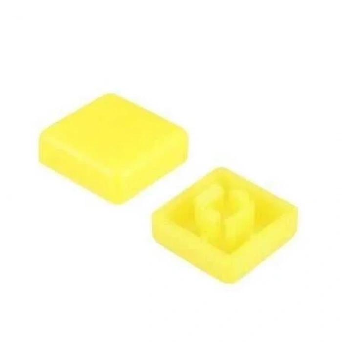 Tact Switch Kapağı Kare Sarı- 10x10x5mm
