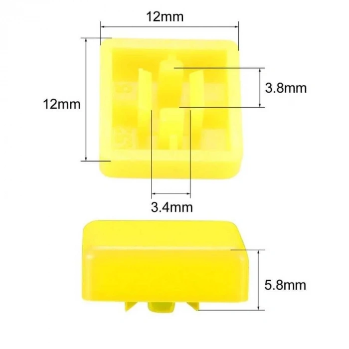 Tact Switch Kapağı Kare Sarı- 10x10x5mm