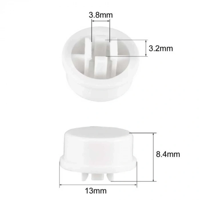 Tact Switch Kapağı Yuvarlak Beyaz - 12x12x7.3mm ile Uyumlu