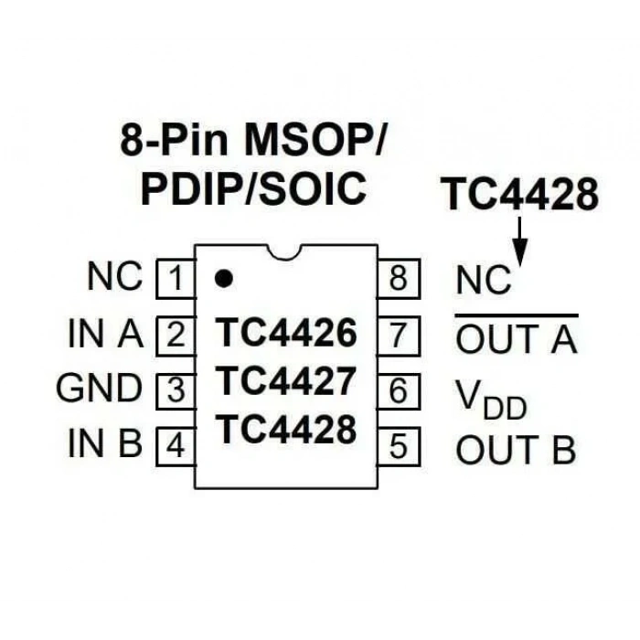 TC4428 DIP-8 Mosfet Sürücü Entegresi