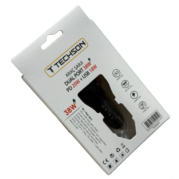 TECHSON Dual Port 38W Araç Şarjı TCA38-01
