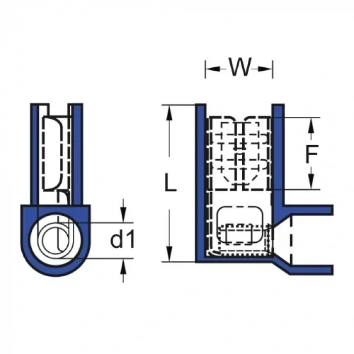 TFDEB - 2862 1.5-2.5mm2 Tam İzoleli Polyamid Bayrak Tip Terminal Kablo Ucu Mavi 100 Adet