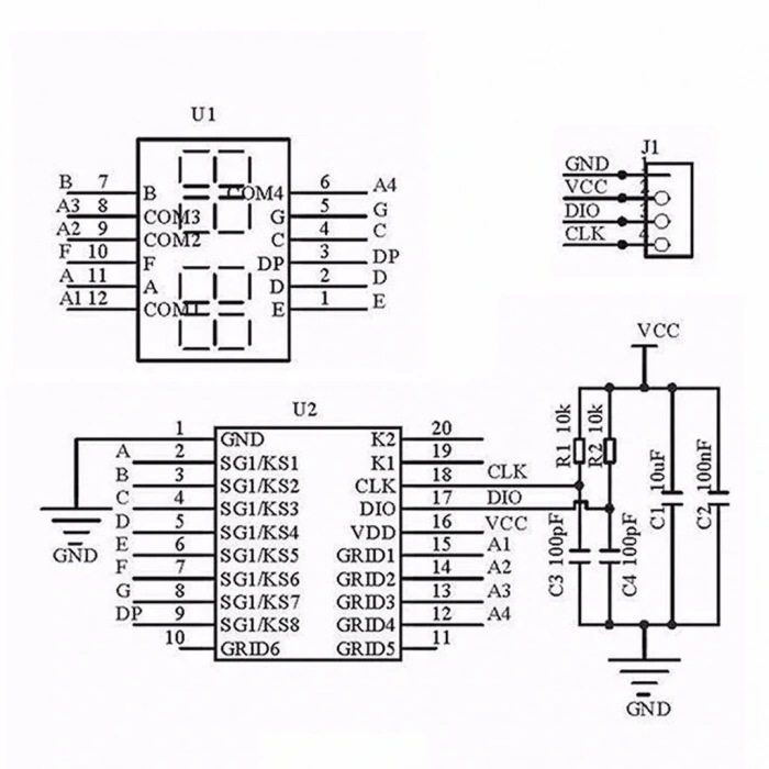 TM1637 Lcd Ekran Modülü 4 Dijit 7 Segment
