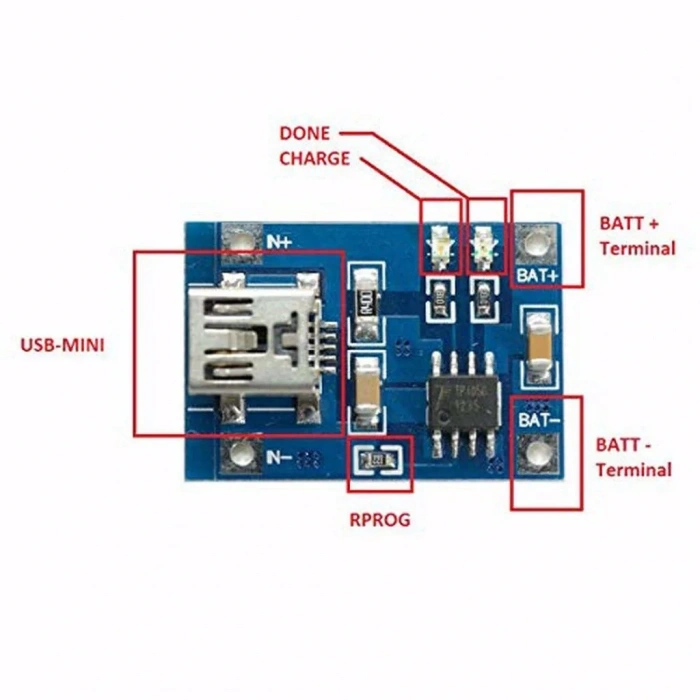 TP4056 Mini USB Lipo 18650 Pil Şarj Devresi Modülü