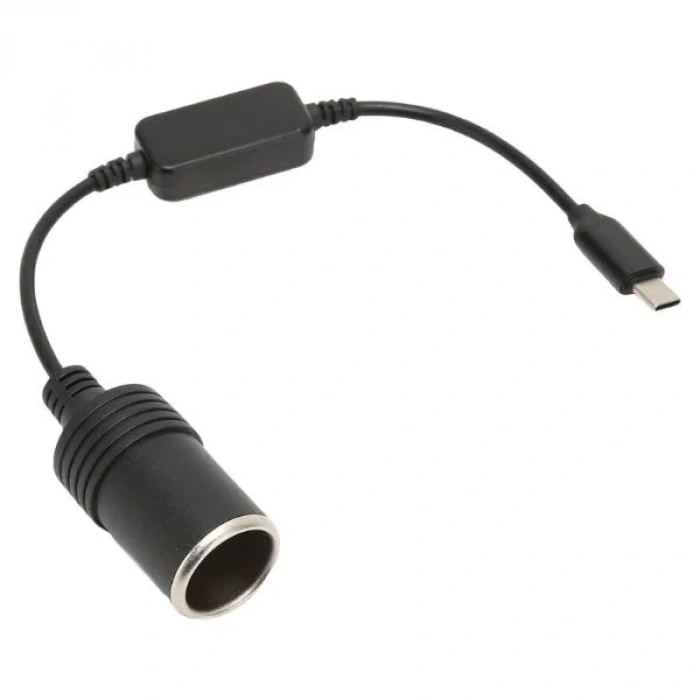 Type-C 5V - 12V Dişi Araç Çakmak Soketi Dönüştürücü - 30cm Kablolu
