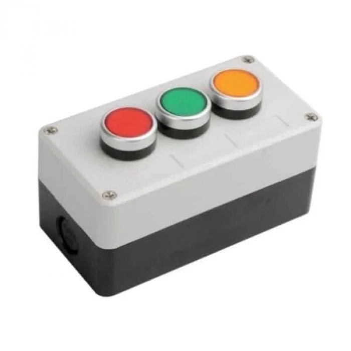Üçlü Push Buton Kutusu - Kırmızı / Yeşil / Sarı
