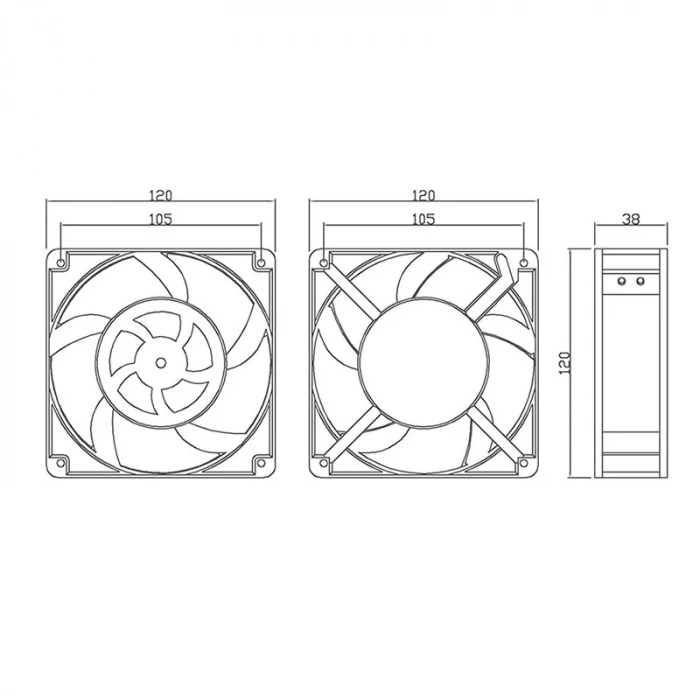 UF-123823 AC 220V 0.14A Metal Fan 120x120x38mm