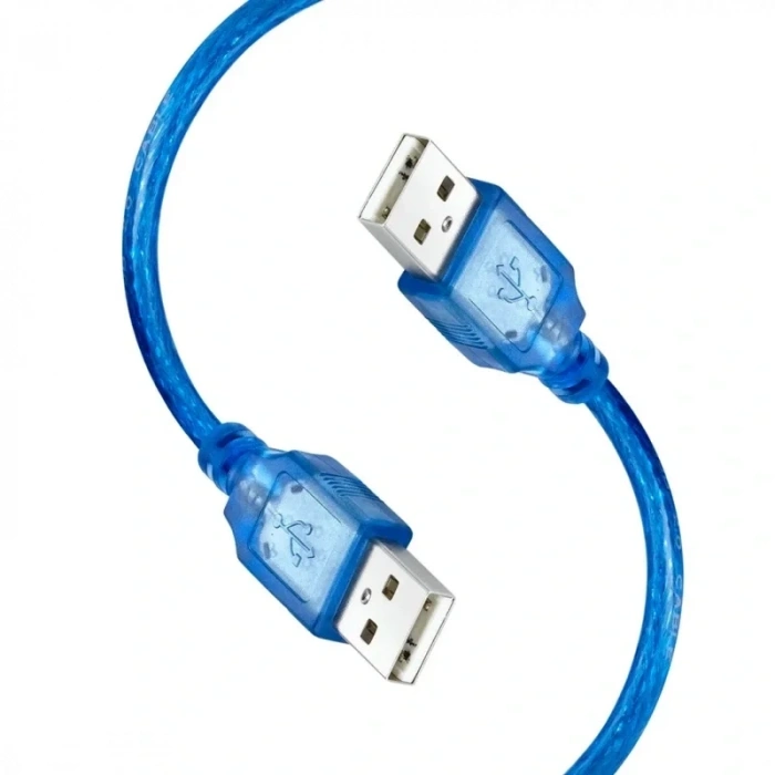 USB 2.0 Erkek To Erkek Data Ve Şarj Kablosu Mavi 50cm