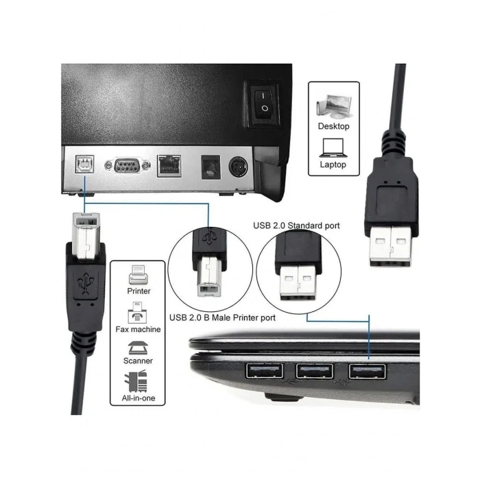 USB 2.0B Yazıcı Printer Bağlantı Kablosu 5m