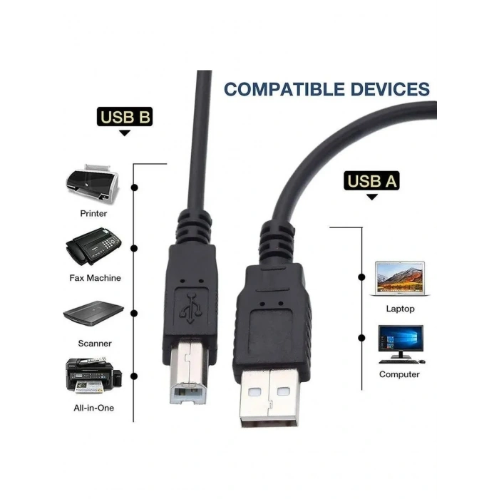 USB 2.0B Yazıcı Printer Bağlantı Kablosu 5m