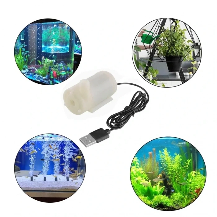 USB Girişli Mini Dalgıç Su Pompası 5V Akvaryum Pompası Yatay