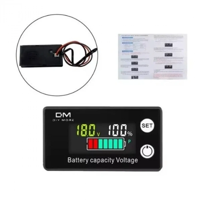 W2026 DC 8-100V Lityum Pil / Akü Renkli Kapasite Göstergesi - Alarm Modlu