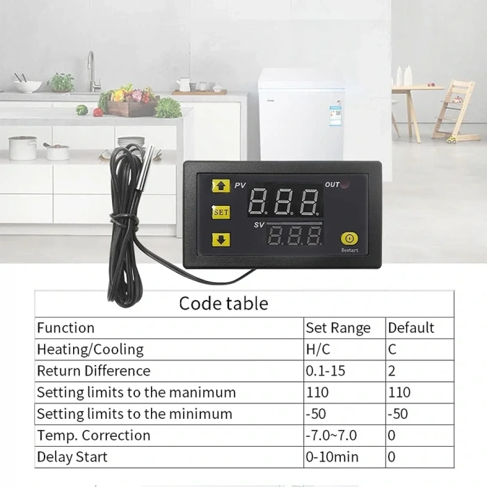 W3230 AC 220V Röle Çıkışlı Termostat Sıcaklık Kontrol Cihazı